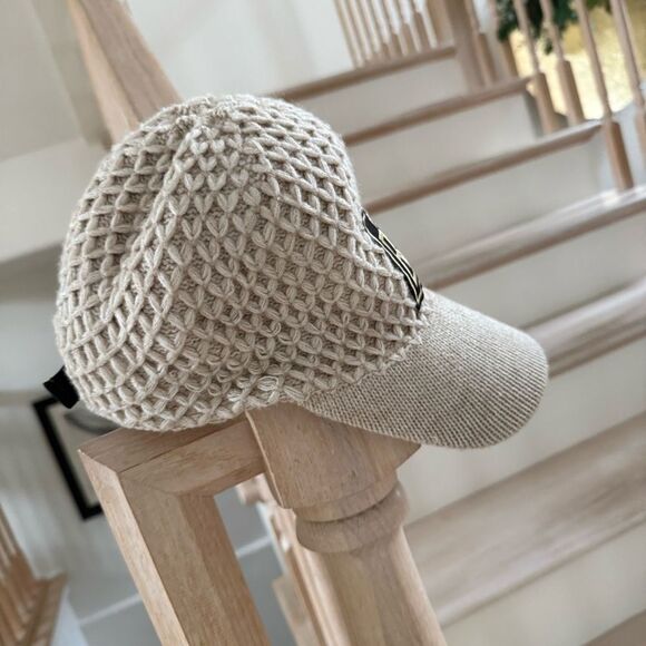 Reale Knit Embroidered Baseball Hat in Creamy Tan NWOT main image 8